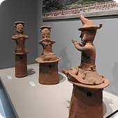 Human-shaped haniwa figurines (clay images placed in ancient burial mounds)